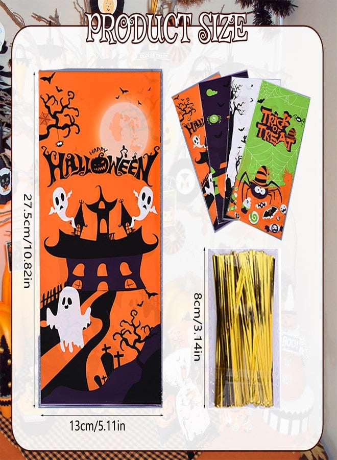 بيسماهير أكياس هدايا سيلوفان من BASEMMAHER للهالوين، 50 قطعة، أكياس حلوى، أكياس هدايا، أكياس بلاستيكية بنمط اليقطين والعنكبوت والشبح، أكياس هدايا لتزيين حفلات الهالوين. - Image 2